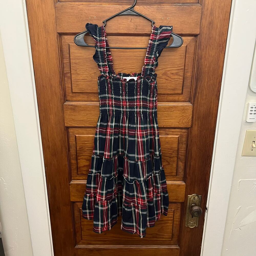 Hill House Home The Nap Dress in navy tartan plaid kids sz 11-12y